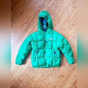 The North Face Boys XS (6) Green and Blue/Green /Yellow Plaid Reversible 550 Goo